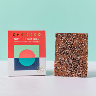 Chococo - Chocolate Bar - Nothing But Nibs - 47% Milk Chocolate with Cocoa Nibs - 12x75g