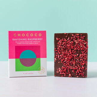 Chococo - Chocolate Bar - Ravishing Raspberry - 72% Dark Chocolate with Dried Raspberries - Vegan - 12x75g