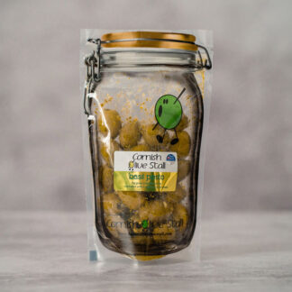 The Cornish Olive Stall - Basil Pesto Olives - 6x200g