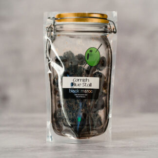 The Cornish Olive Stall - Black Maroc Olives - 6x200g