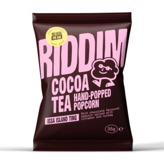 RIDDIM Snacks - Vegan Cocoa Tea Popcorn Spiced with Cinnamon & Nutmeg - 30x35g