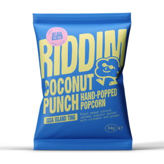 RIDDIM Snacks - Vegan Coconut Caramel Punch Popcorn Spiced with Cinnamon and Ginger - 30x35g