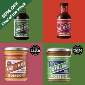 BOMBOM    - Deal of the Week - 50% off - Kimchi Mayo / Korean BBQ Soy & Garlic / Korean BBQ Sweet & Spicy / Ssamjung - 4x(6x see weights below)