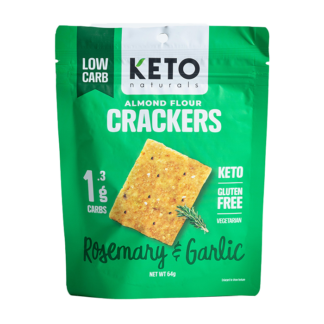 The Coconut Kitchen - Keto Naturals - Keto Almond Crackers  - Garlic & Rosemary - 3x64g