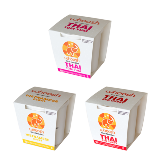 Whoosh -  Thai Red Curry Rice Noodles / Vietnamese Curry / Thai Tom Yum Rice Noodles - (8x80g / 8x82g / 8x65g)