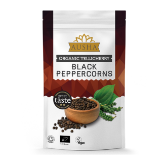 Ausha - Organic Tellicherry Black Peppercorns - 6x200g