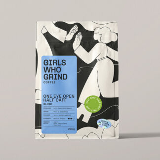 Girls Who Grind Coffee -   One Eye Open Half Caff - Whole Bean - 10x250g