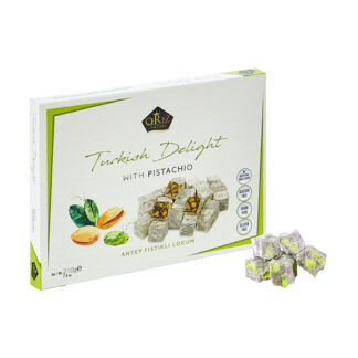 Mahdina - Cerez Pazari - Turkish Delight white Box - Pistachio Flavour - 10x230g