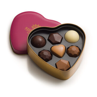 Selected Gourmet - Metal Heart Shaped Gift Box - Red/Gold  - 12x157g