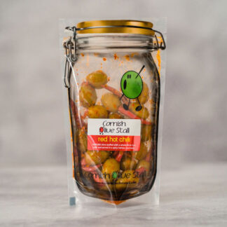 The Cornish Olive Stall - Red Hot Chilli Olives - 6x200g