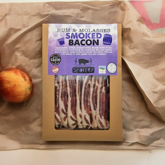 Welshhomestead Smokery - Dry Cured Smoked Bacon - Rum & Molasses - 6x100g
