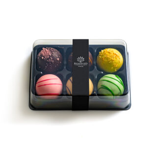 Selected Gourmet - Truffle Cake Balls - Dark & Blackcurrant / Dark & Orange Caramel / White & Passion Fruit Caramel / Strawberry Chocolate & Strawberry Caramel / Blonde & Salty Caramel / Lime Chocolate & Lemon Caramel - 12x360g