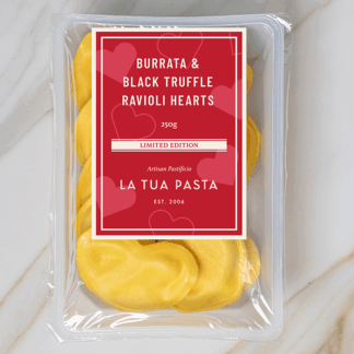 La Tua Pasta      - Ravioli - Burrata & Black Truffle Ravioli Hearts - 1x250g
