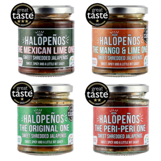 Halopenos -   Introductory Offer - Sweet Shredded Jalapenos - Mexican Lime / Peri Peri / Original / Mango & Lime  4x(6x200g)