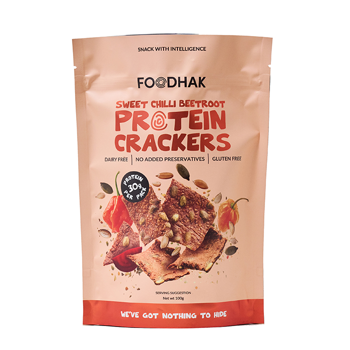 FOODHAK - Sweet Chilli Beetroot Protein Crackers - 8x100g